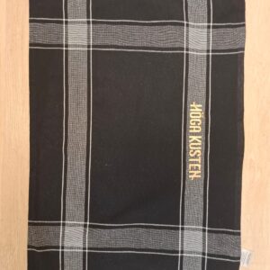 Kökshandduk i svart/vitt med broderad Höga Kusten-logotyp