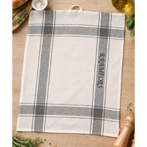 Kökshandduk i vitt/svart