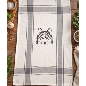 kökshandduk med husky