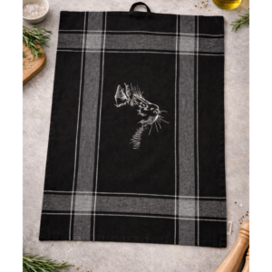 kökshandduk med broderat katt