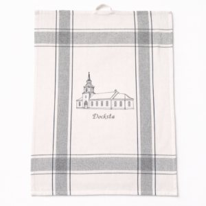 Kökshandduk med broderi av Docksta kyrka