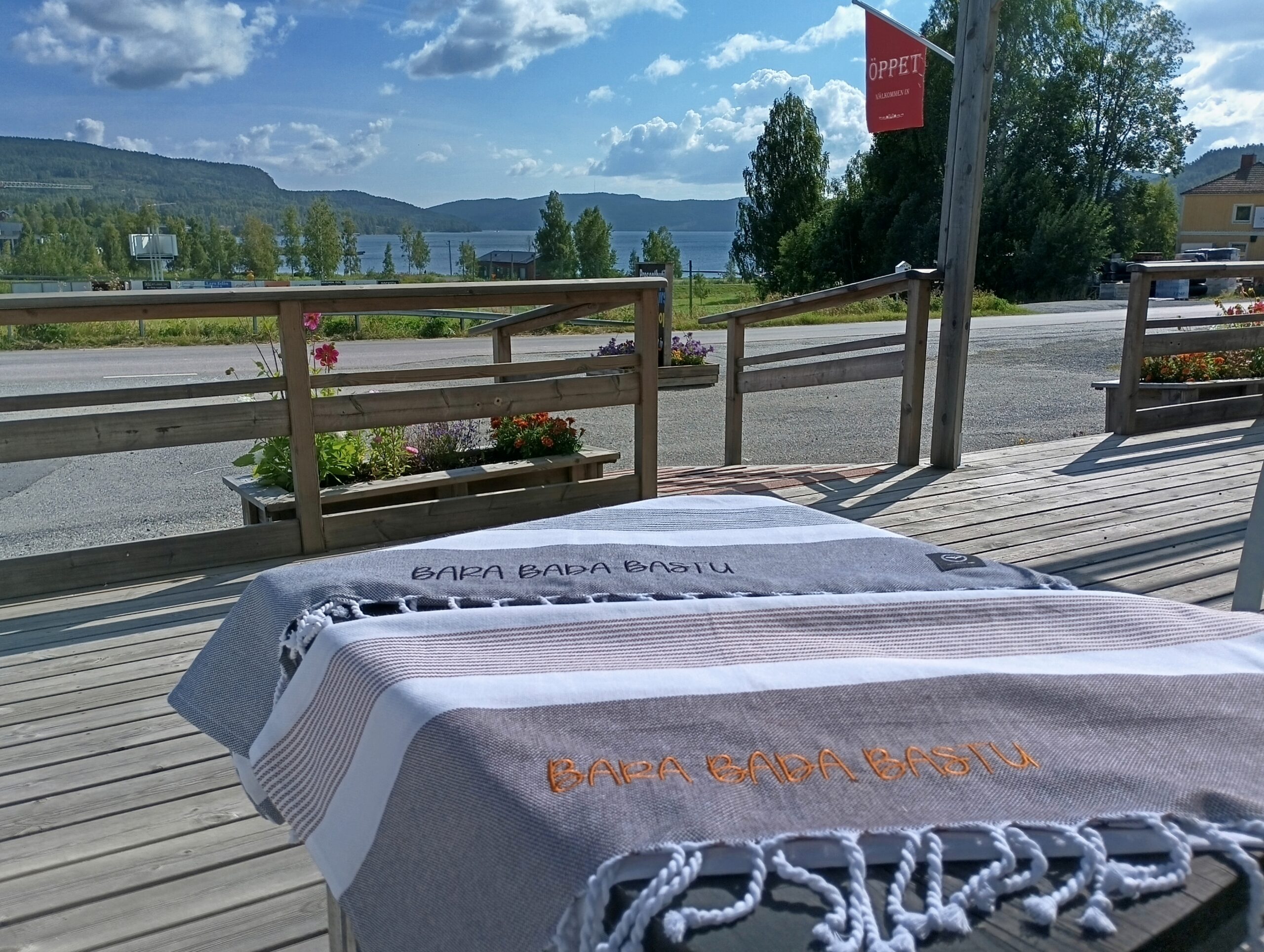 Återvunnet Badlakan Hamam, Mörkgrå/Vit