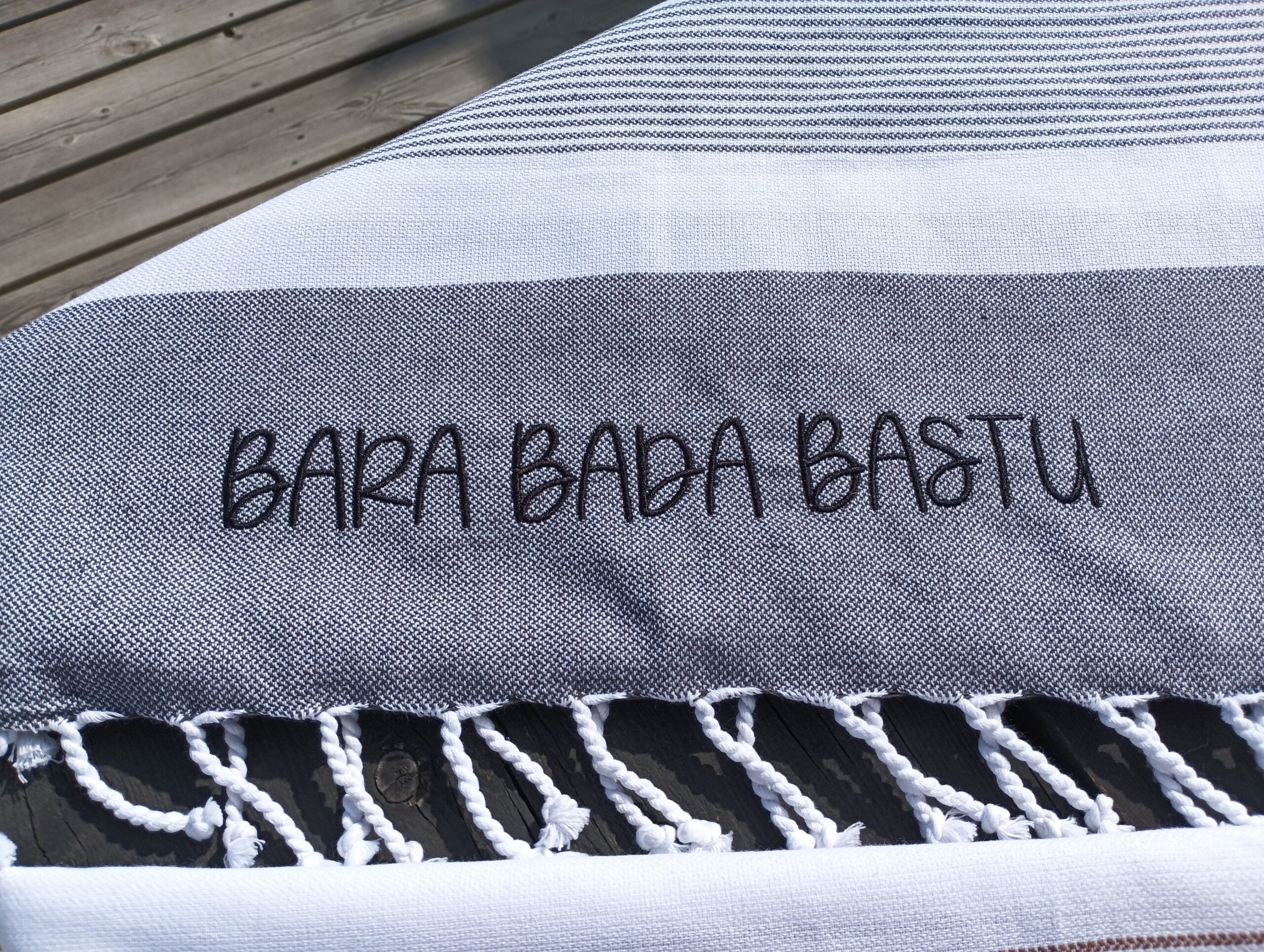 Återvunnet Badlakan Hamam, Mörkgrå/Vit - Bild 2