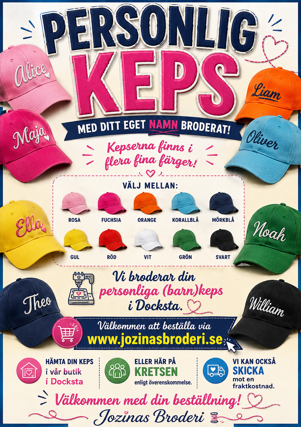 Personlig barnkeps med broderat namn - Bild 3